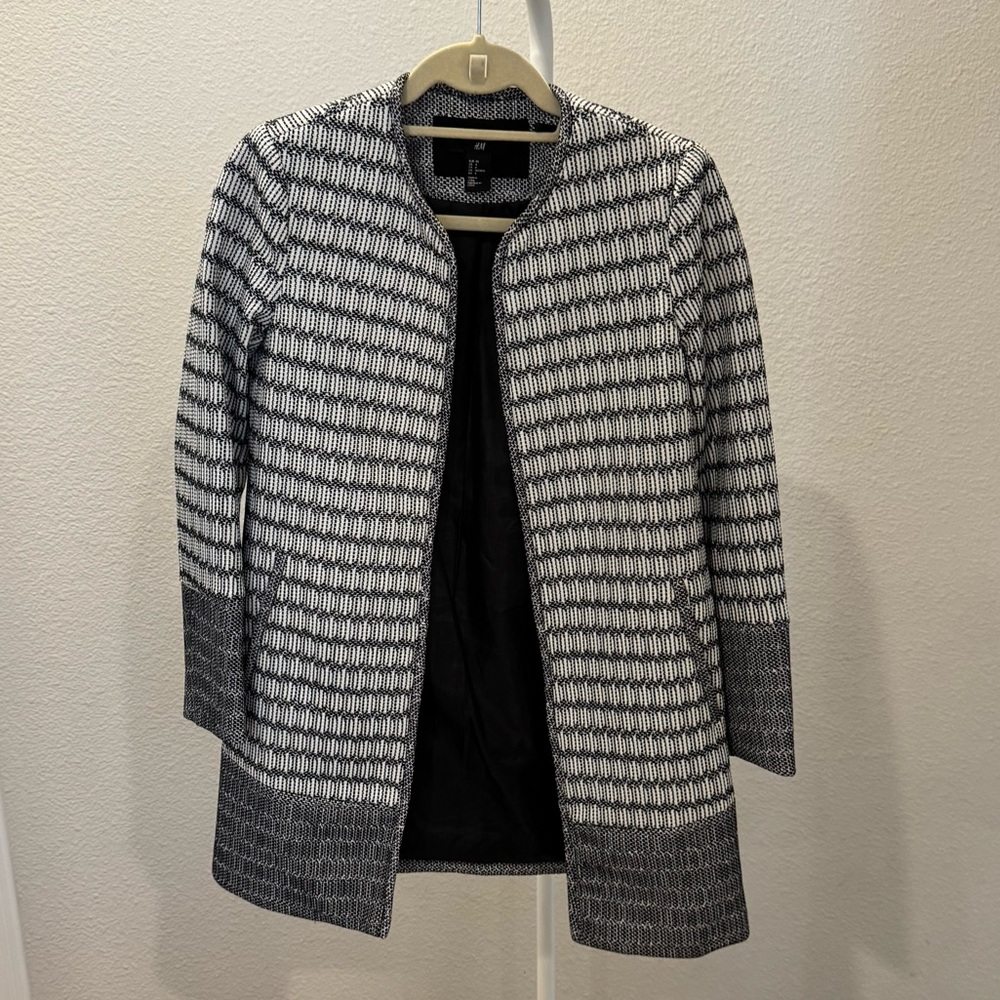 Navy and White Women's Coat